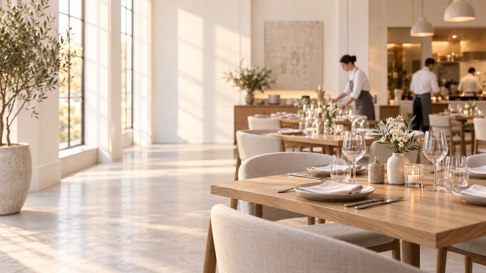 Restaurant dining room before service